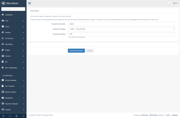 Admin Generate Vouchers
